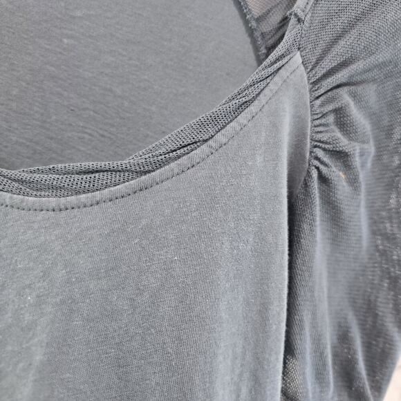 Anthropologie T Shirt Womens XS Grey Mesh Puff Velvet Graham Spencer Scoop - Picture 10 of 12